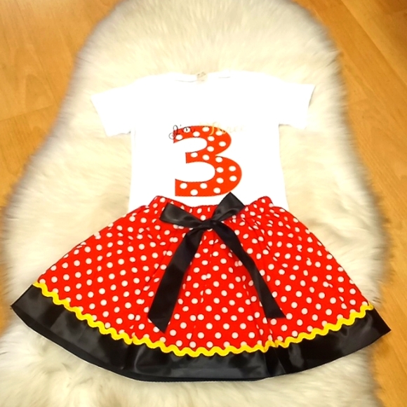 I'm 3.. Two Piece Polka Dot Birthday Photo Shoot Outfit. - Picture 3 of 9